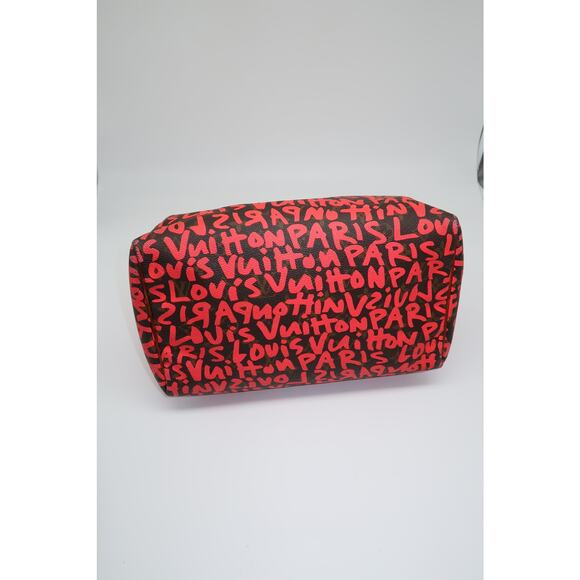Louis Vuitton Leather Speedy30 Pink Graffiti Monogram Hand Bag Brown - Picture 13 of 13